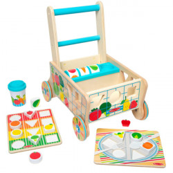 Carucior premergator din lemn cu set de jucarii educative - Img 1