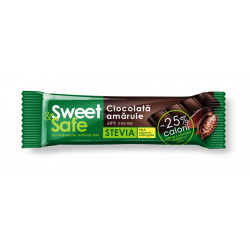 Ciocolata amaruie 60%cacao cu indulcitor stevie 25gr "sweet & safe" sly nutritia
