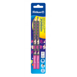 Creion grafit, lacuit combino, gros, invata sa scrii, mina b, corp roz, 2 bucati/blister