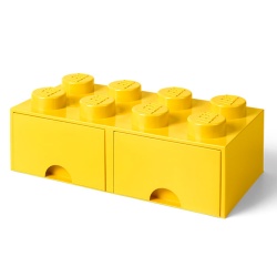 Cutie depozitare LEGO 2x4 cu sertare, galben - Img 1