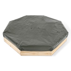 Cutie hexagonala din lemn pentru nisip Giant 150x150 cm, cu bancute si prelata - Img 2