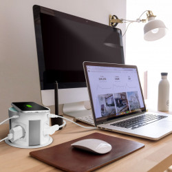 Distribuitor pop-up - 4 prize + încărcător wireless + 2xUSB + 2xType-C - alb - Img 1