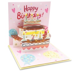 Felicitare POP-UP zi de nastere, cu modele asortate cu detalii aurii pe exteriorul felicitarii - 13.5 x 13.5 cm (48 buc/display) - Img 2