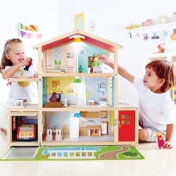 Jucarie din lemn - Casa de papusi mobilata tip vila (29 piese) - Img 2