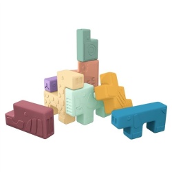 Jucarie educativa cuburi moi pentru toddleri, Animalute - Img 3