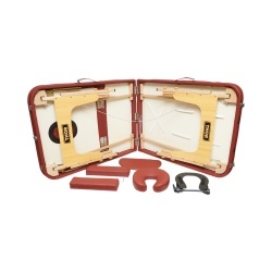 Masa de masaj pliabila, 3 zone, cadru lemn, spuma 5cm, inaltime 55-76cm, piele ecologica, dimensiuni 60x213cm, culoare Burgundy - Img 7