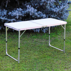 Masa Pliabila din aluminiu cu blat MDF pentru picnic, dimensiune 120 x 60 cm - Img 1