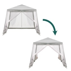 Pavilion de gradina, cort pentru petreceri, foișor cu plasa de tantari, culoare alb/verde, dimensiune 3 x 3 m - Img 7