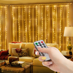 Perdea luminoasă - 300 micro LEDuri - alb rece - 3 x 3 m - 230V - cu telecomandă - Img 1