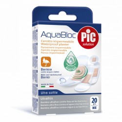Plasturi rezistenti la apa PIC SOLUTION AQUABLOC mix 4 dimensiuni cu solutie antibacteriana 20buc/cut