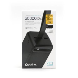 PLATINET POWER BANK 50 000 MAH PD20W QUICK CHARGE BLACK [45872]