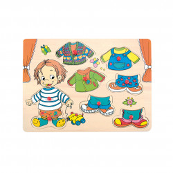 Puzzle din lemn cu butoni - Imbraca-l pe Sebastian - Img 2