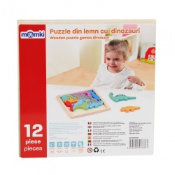 PUZZLE DIN LEMN CU DINOZAURI, 12 PIESE - Img 3