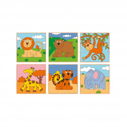 Puzzle din lemn cuburi - Animale exotice 3 x 3 - Img 2