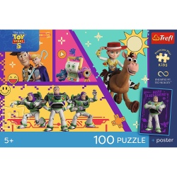PUZZLE TREFL 100 DISNEY PIXAR TOY STORY 5 JUCARII IN ACTIUNE CU POSTER INCLUS - Img 4