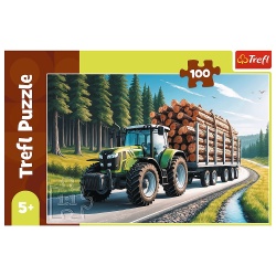 PUZZLE TREFL 100 TRACTOR FORESTIER CU LEMNE - Img 3