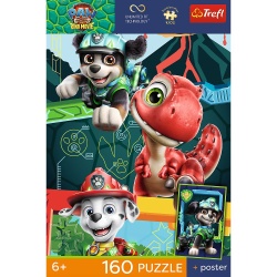 PUZZLE TREFL 160 PREMIUM PLUS KIDS PATRULA CATELUSILOR AVENTURA CU DINOZAURI PLUS POSTER - Img 4