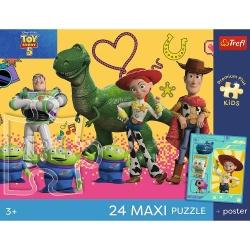 PUZZLE TREFL 24 MAXI PREMIUM PLUS KIDS TOY STORY 5 SI PRIETENII CU POSTER - Img 4