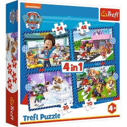 PUZZLE TREFL 4IN1 PATRULA CATELUSILOR ACTIVITATILE ZILNICE ALE ECHIPEI - Img 1