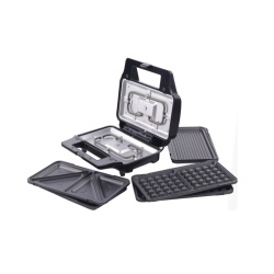 Sandwich maker 3 in 1 Tesla MG201BX, 900WPlaci detasabile antiaderente, LED, Negru/ Inox - Img 2