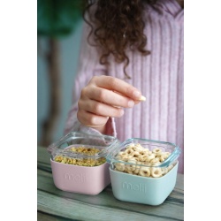 SET 3 RECIPIENTE STICLA 3 160ML CU HUSA ANTIDERAPANTA SILICON MELII ROZ MOV GRI - Img 4