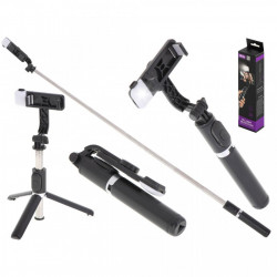Set 3in1, Selfie Stick cu Lampa LED si Trepied, conectare Bluetooth, alimentare USB - Img 5