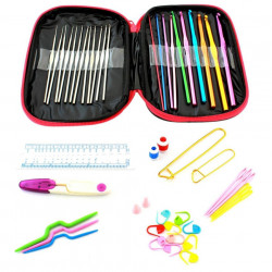 Set 50 piese pentru crosetat in husa din piele ecologica, un cadou perfect pentru pasionații de crosetat sau broderie - Img 2
