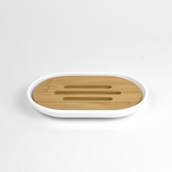 Set Elegant pentru baie format din 6 piese, ABS + lemn, culoare alb/maro - Img 7