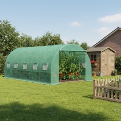 Solar de gradina, dimensiune 500x300x200cm, folie verde PE cu plasa 140g/mp UV, 1 usa, 10 ferestre, teava otel galvanizat de 19mm - Img 4