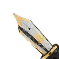 Stilou de lux Pelikan Souveran M1000 F, penita aur 18K, accesorii placate cu aur 18K, corp negru-verde - Img 7