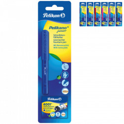 STILOU PELIKANO JUNIOR, PENITA L, GRIP ERGONOMIC, PENTRU STANGACI, 1 PATRON MARE ALBASTRU INCLUS, CULORI ASORTATE ROZ/TURCOAZ/ANTRACIT/ALBASTRU, DISPLAY 12 BUC