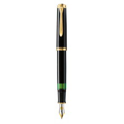 STILOU SOUVERAN M600 B,PENITA AUR 14K,ACCESORIILE PLACATE CU AUR,CORP NEGRU