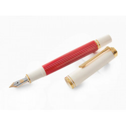 STILOU SOUVERAN M600 EDITIE SPECIALA RED-WHITE, PENITA M AUR 14K, ACCESORII PLACATE CU PALADIU, CORP ROSU-ALB, CUTIE CADOU
