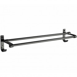 Suport din aluminiu pentru 2 prosoape + 2 cuiere, lungime 60 cm, culoare Neagra - Img 2