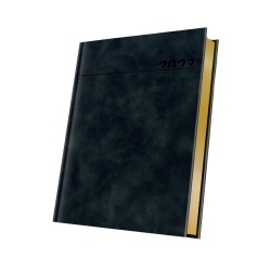 AGENDA DATATA A5 352PAG PREMIUM DELUXE CHIA COPERTA PIELE SINTETICA NEGRU FOLIO AURIU 2027