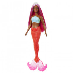 BARBIE DREAMTROPIA PAPUSA SIRENA CU PAR MAGENTA SI COADA PORTOCALIE - Img 2