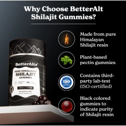Better Alt Pure Himalayan Shilajit Gummies, Jeleuri De Shilajit Din Himalaya, 60 Jeleuri - Img 7