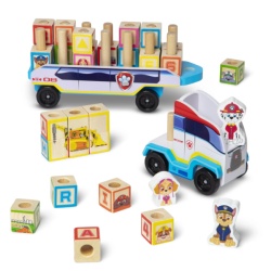 Camion cu remorca, 28 cuburi din lemn cu litere si 3 figurine Paw Patrol, Patrula Catelusilor - Img 4