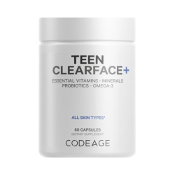 Codeage Teen Clearface Daily Multivitamin & Minerals, Complex De Multivitamine Pentru Adolescenti Pentru Ten Sanatos, 60 Cps