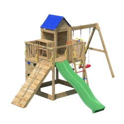 Complex joaca din lemn 7in1, pentru 10 copii, Fungoo Treehouse natur
