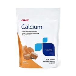 Gnc Calcium Soft Chews 600 Mg, Calciu Caramele, Cu Aroma Naturala De Caramel, 60 Caramele