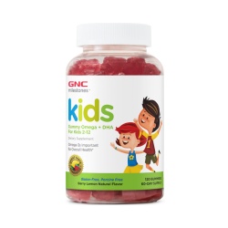 Gnc Milestones Kids Gummy Omega+dha For Kids 2-12, Jeleuri Cu Omega Dha Pentru Dezvoltarea Cognitiva Si Sanatatea Ochilor La Copii, Cu Aroma Naturala De Fructe De Padure Si Lamaie, 120 Jeleuri
