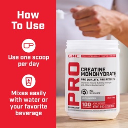 Gnc Pro Performance Creatine Monohydrate, Creatina Monohidrata Fara Aroma Pentru Sustinerea Musculaturii Si A Functiei Cognitive, 510 G - Img 3
