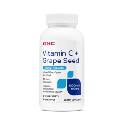 Gnc Vitamin C + Grape Seed, Vitamina C 1000 Mg Cu Bioflavonoide Si Extract Din Seminte De Struguri Cu Eliberare Prelungita, 30 Tb