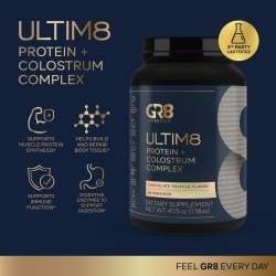 Gr8 Lifestyle Ultim8 Protein And Colostrum Complex With Chocolate Truffle Flavor, Proteina Si Complex Cu Colostru, Cu Aroma De Trufe De Ciocolata, 1.18 Kg - Img 3