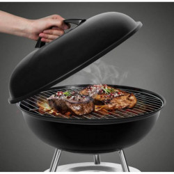 Gratar rotund negru cu capac Algon - 34 CM - Img 1