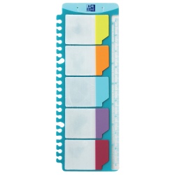 INDEX PLASTIC ADEZIV ELBA 25X9CM, TRANSLUCID, SUPORT GRADAT 18CM CE POATE FI INDOSARIAT, POSIBILITATE RESCRIERE, 5X5 CULORI, SET 25