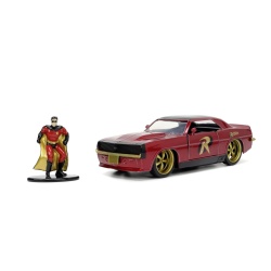 JADA BATMAN SET FIGURINA ROBIN SI MASINUTA METALICA CHEVROLET CAMARO 1967 SCARA 1:32 - Img 3