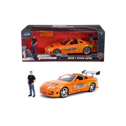 JADA FAST AND FURIOUS SET FIGURINA BRIAN SI MASINUTA METALICA TOYOTA SUPRA 1 LA 24 - Img 3