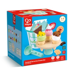 Jucarie din lemn - Set de inghetata pentru scoatere si servire (19 piese) - Img 3